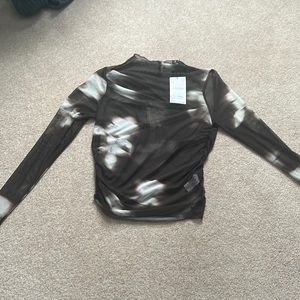 Long Sleeve Mesh Mock Neck Turtleneck